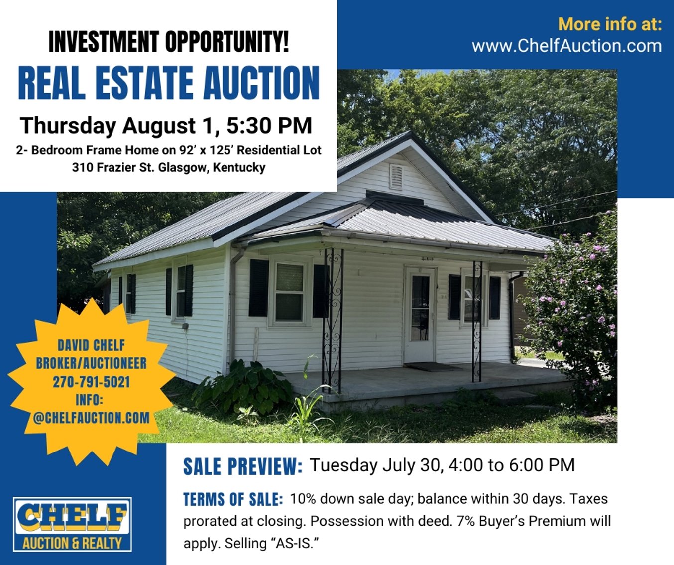 Image for SOLD ~ Real Estate Auction ~ 310 Frazier St. Glasgow, Kentucky