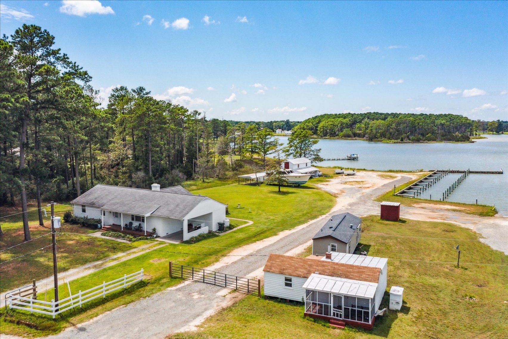 Image for Income Producing Waterfront Estate Mathews VA - Potential Annual Income $138,500 - Ranch Home - Guest Cottage -  Boat Ramp and 15 Slips - Fronting Billups Creek; 967 Lillys Neck Rd