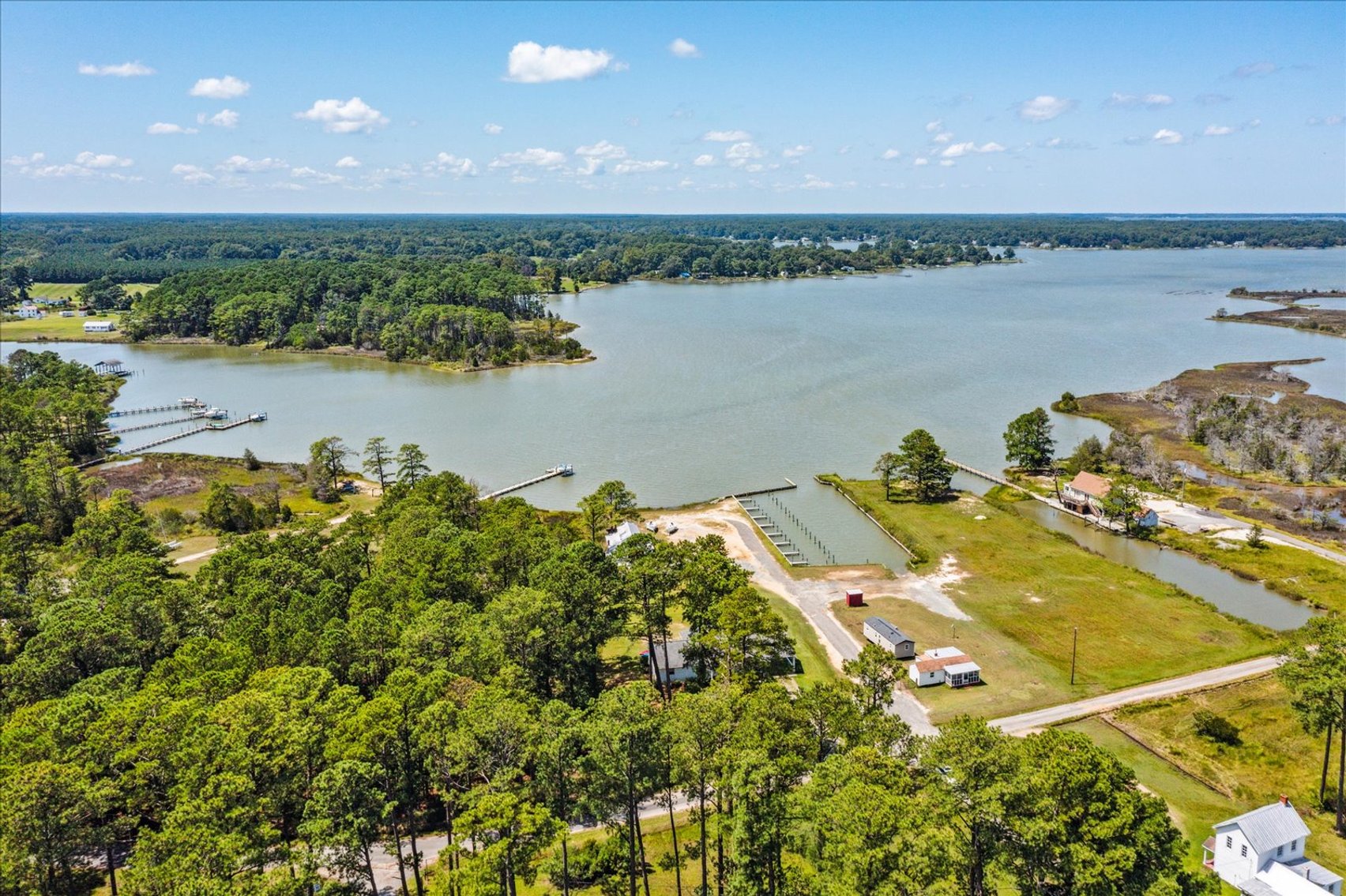 Image for Income Producing Waterfront Estate Mathews VA - Potential Annual Income $138,500 - Ranch Home - Guest Cottage -  Boat Ramp and 15 Slips - Fronting Billups Creek; 967 Lillys Neck Rd
