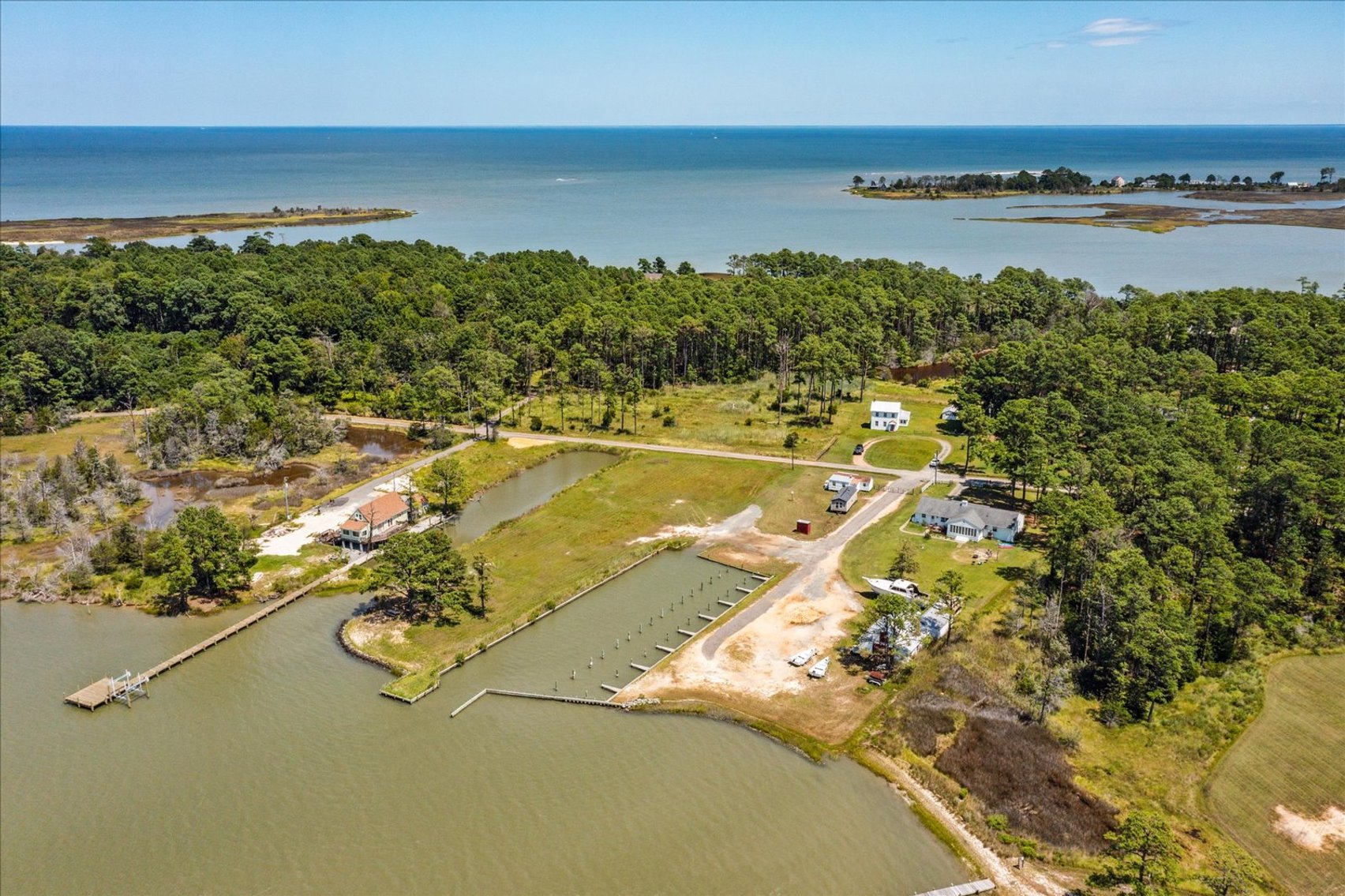 Image for Income Producing Waterfront Estate Mathews VA - Potential Annual Income $138,500 - Ranch Home - Guest Cottage -  Boat Ramp and 15 Slips - Fronting Billups Creek; 967 Lillys Neck Rd