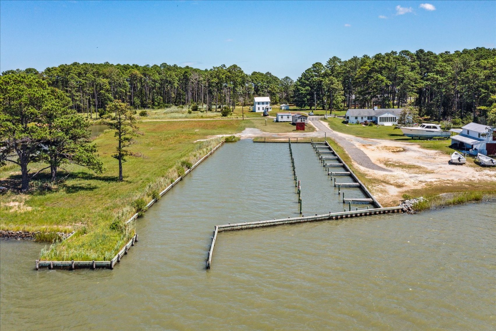 Image for Income Producing Waterfront Estate Mathews VA - Potential Annual Income $138,500 - Ranch Home - Guest Cottage -  Boat Ramp and 15 Slips - Fronting Billups Creek; 967 Lillys Neck Rd