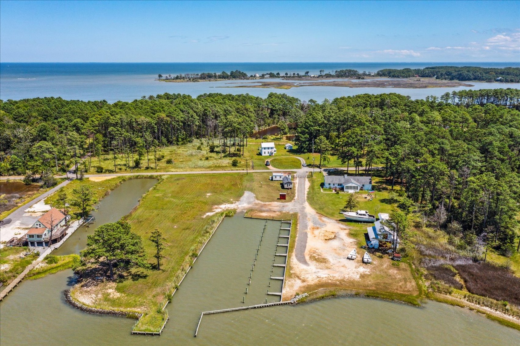 Image for Income Producing Waterfront Estate Mathews VA - Potential Annual Income $138,500 - Ranch Home - Guest Cottage -  Boat Ramp and 15 Slips - Fronting Billups Creek; 967 Lillys Neck Rd