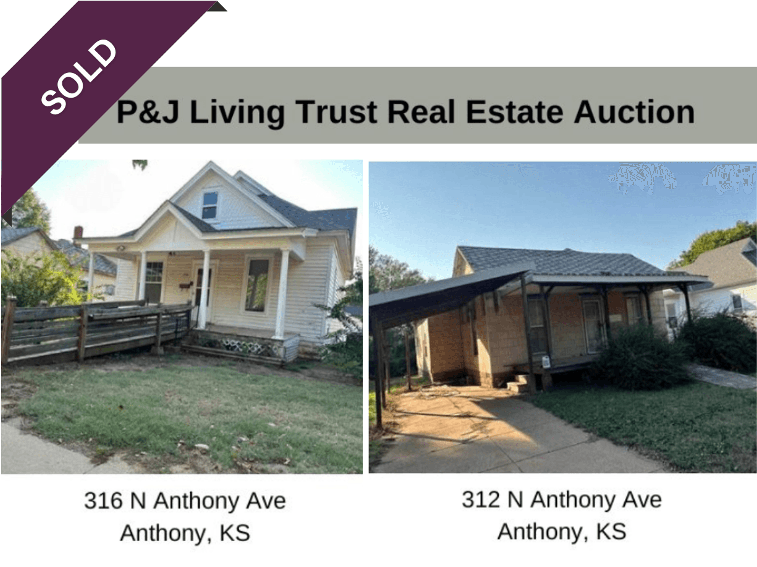 Image for P&J Living Trust Real Estate Auction - Two Homes in Anthony Kansas