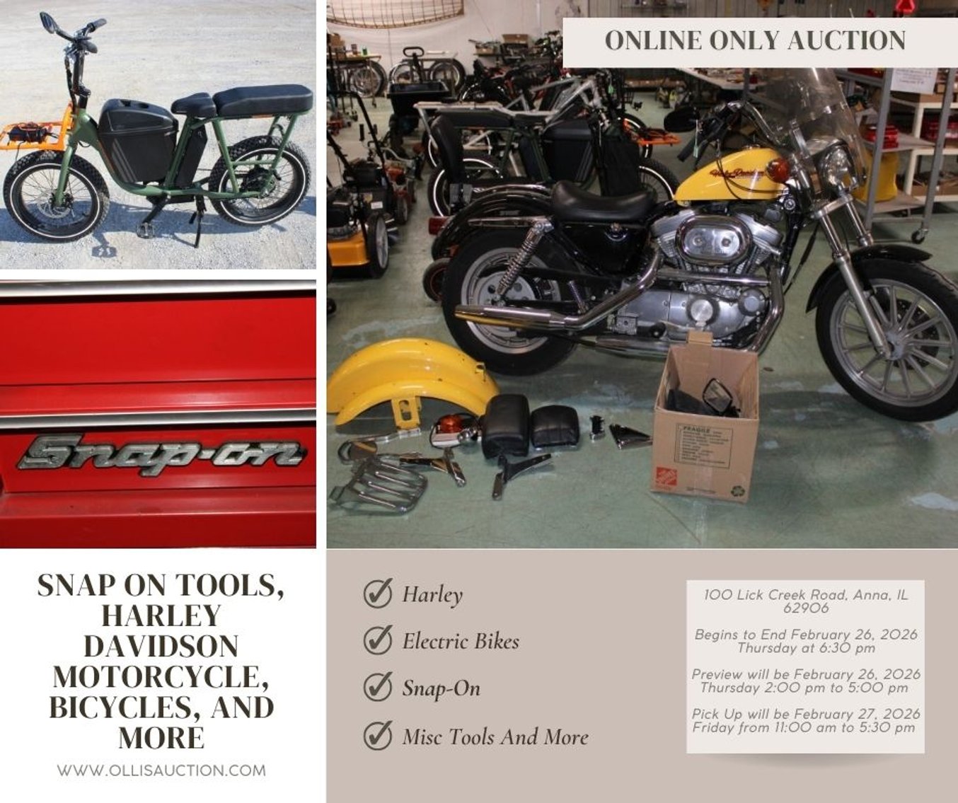 Image for Snap On Tools, Harley Davidson Motorcycle, Bicycles, and More