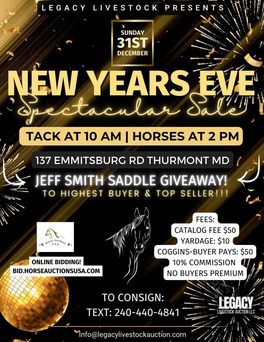 Image for Legacy Livestock NEW YEARS EVE SALE Sunday December 31st - Thurmont, MD