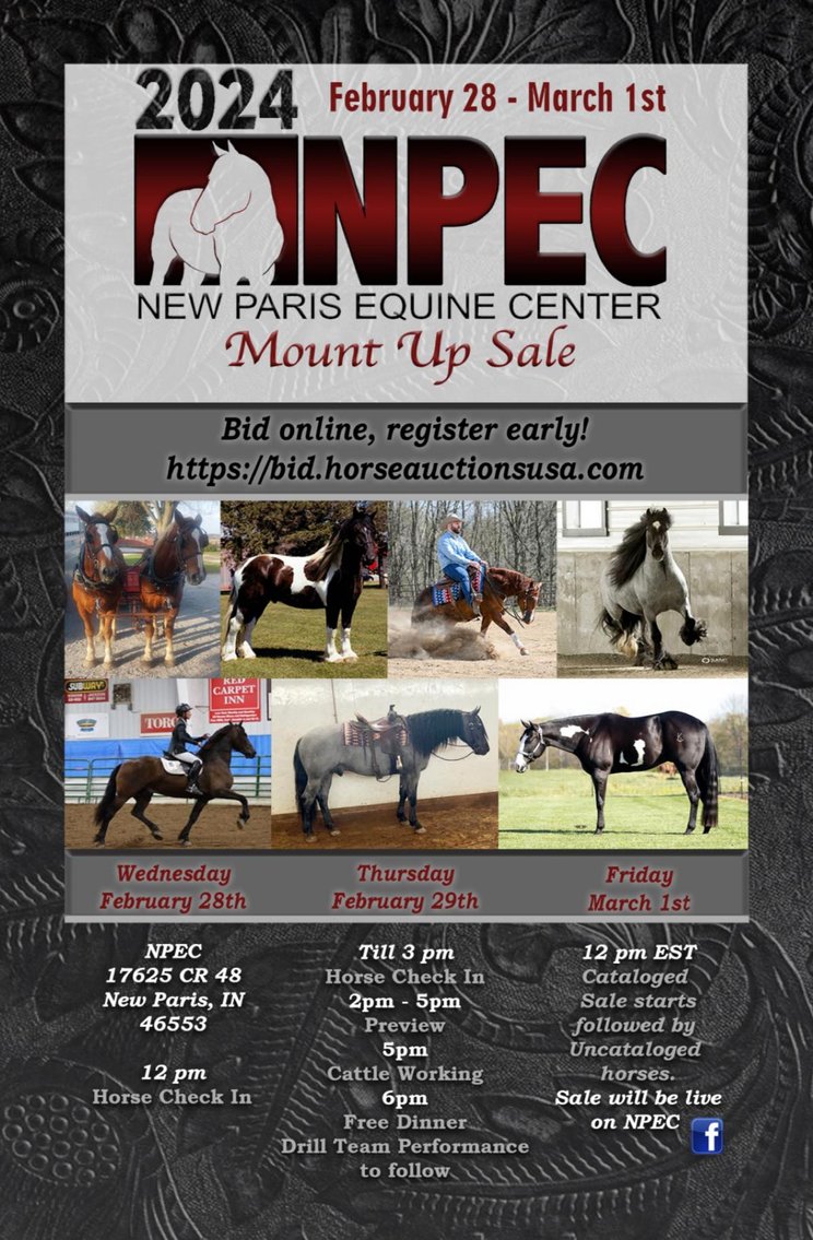 Image for NPEC Mount Up Sale - New Paris, Indiana - SALE DAY FRIDAY, MARCH 1ST!