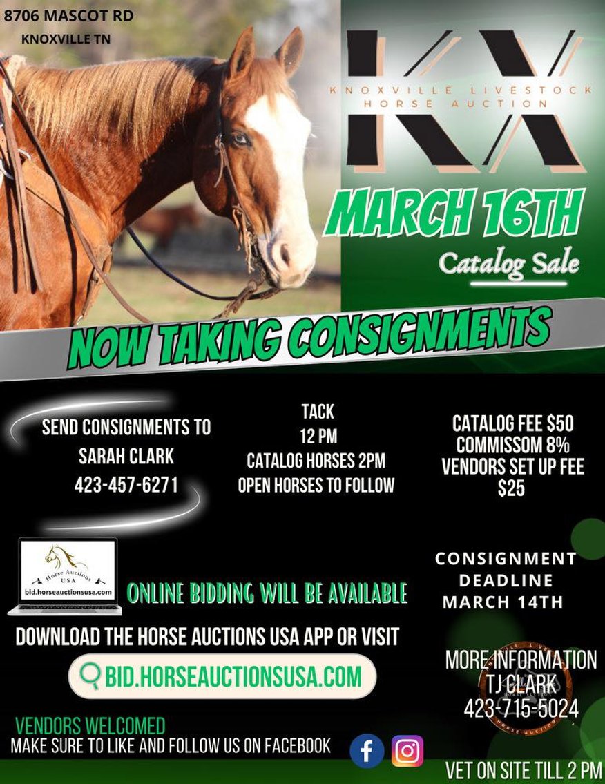 Image for Knoxville Livestock Auction Catalog Horse Sale SATURDAY March 16th - Knoxville, Tennessee