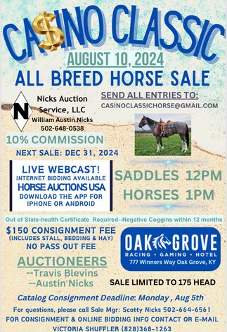 Image for Casino Classic All Breed Horse Sale - Oak Grove, Kentucky SATURDAY,  AUGUST 10TH