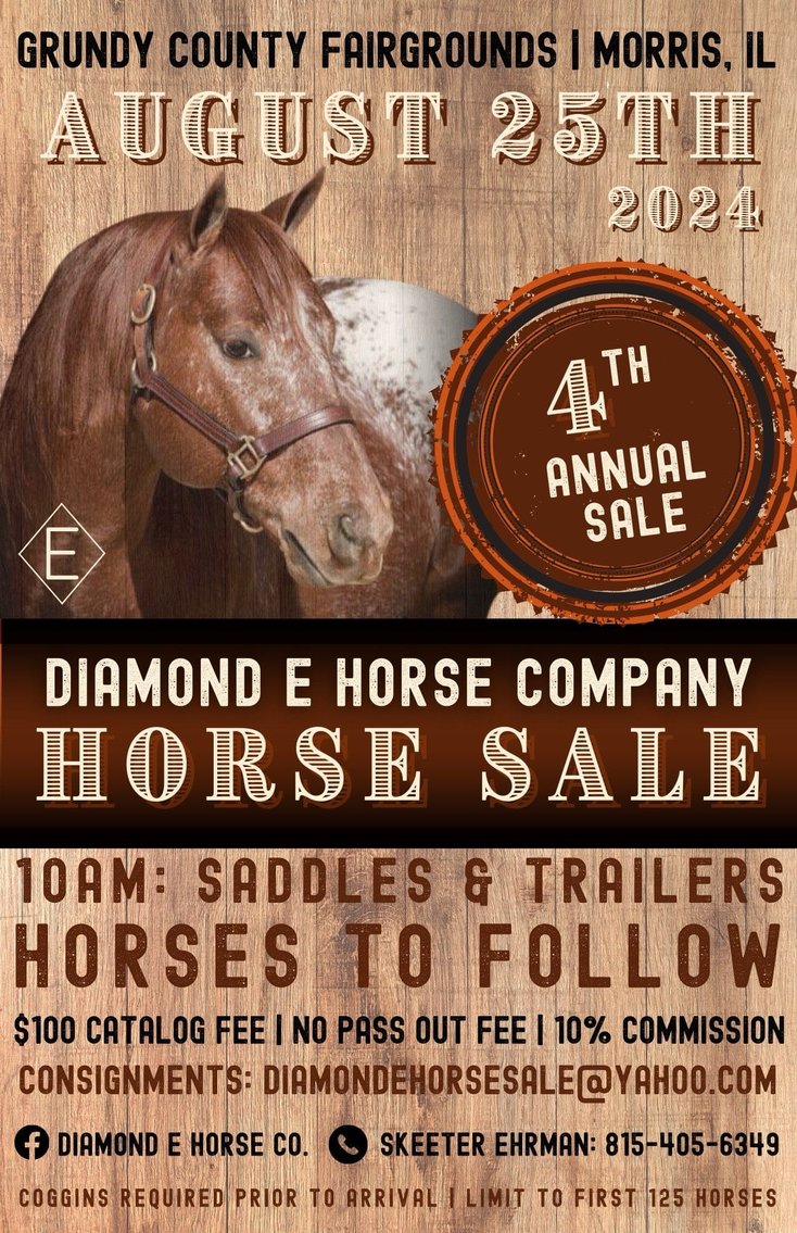 Image for Diamond E Horse Company 4th Annual Sale SUNDAY August 25th - Morris, Illinois
