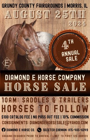 Image for Diamond E Horse Company 4th Annual Sale SUNDAY August 25th - Morris, Illinois