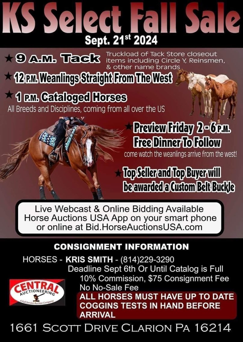 Image for KS Select Fall Sale - Clarion, Pennsylvania - SATURDAY SEPTEMBER 21ST