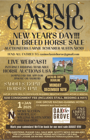 Image for Casino Classic NEW YEARS DAY All Breed Horse Sale - Oak Grove, Kentucky