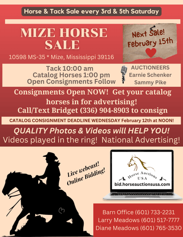 Image for Mize Horse Sale  SATURDAY FEBRUARY 15TH - Mize, Mississippi