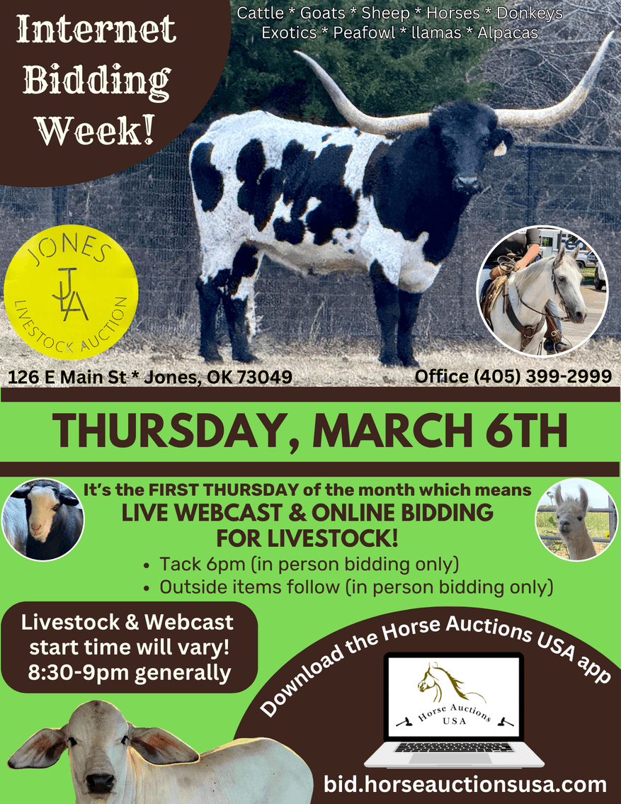 Image for Jones Livestock Auction THURSDAY MARCH 6TH -  Jones, Oklahoma