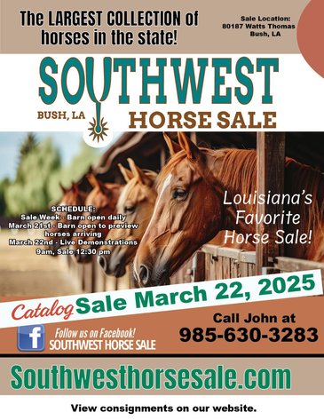 Image for Southwest Horse Sale Spring Catalog Sale - SATURDAY MARCH 22ND - Bush, LA
