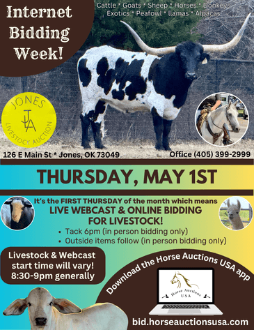 Image for Jones Livestock Auction THURSDAY MAY 1ST -  Jones, Oklahoma