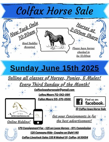 Image for Colfax Iowa Horse Sale - SUNDAY, JUNE 15TH