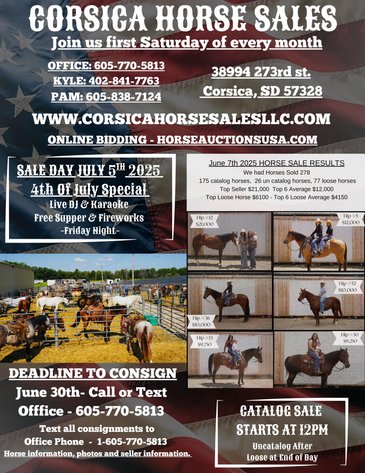 Image for Corsica Horse Sales Catalog Sale   SATURDAY, JULY 5TH - Corsica, South Dakota