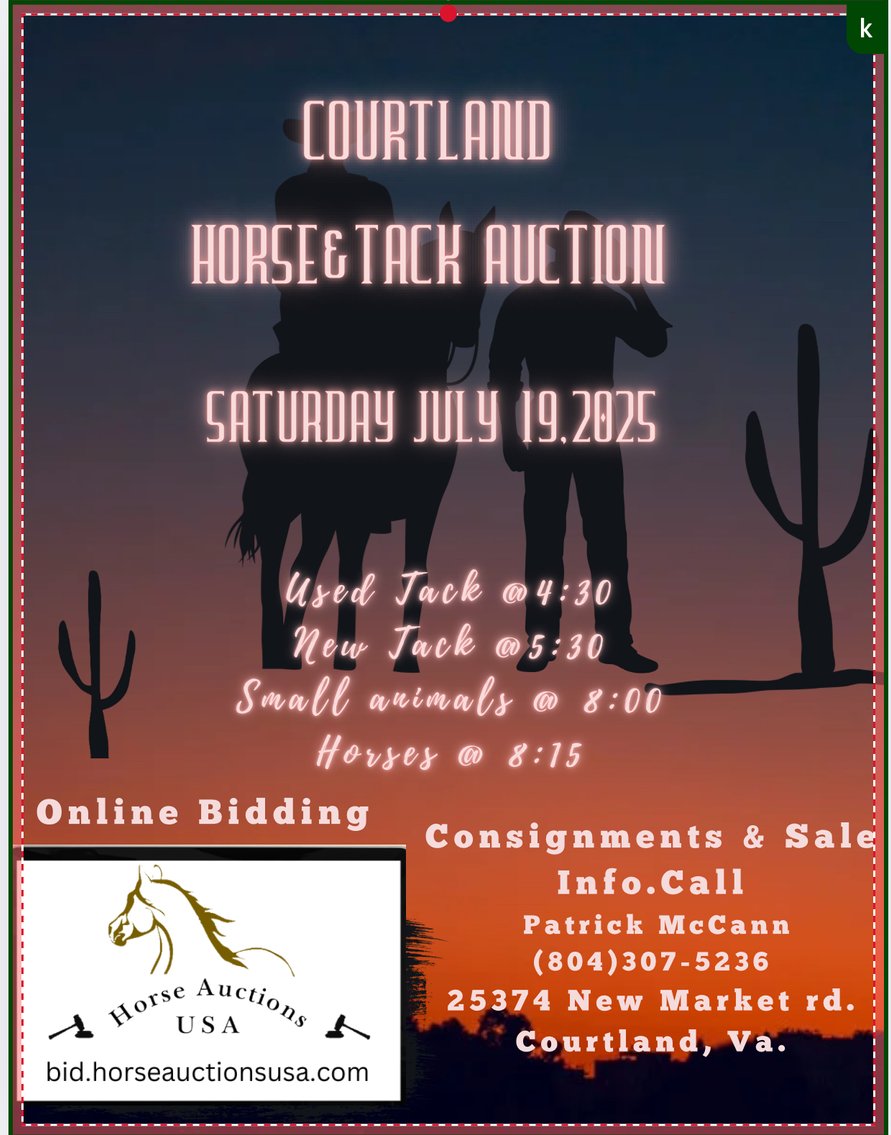 Image for Courtland Horse And Tack Auction  Saturday July 19,2025