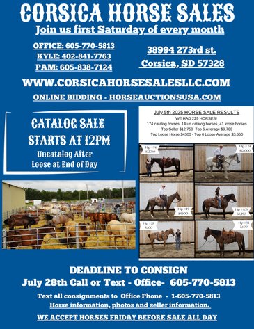 Image for Corsica Horse Sales Catalog Sale   SATURDAY, AUGUST 2ND - Corsica, South Dakota