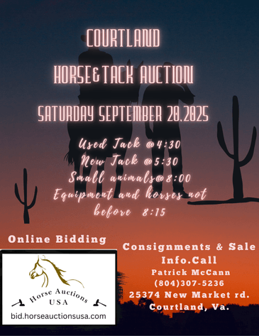 Image for Courtland Tack And Horse Auction Saturday September 20,2025