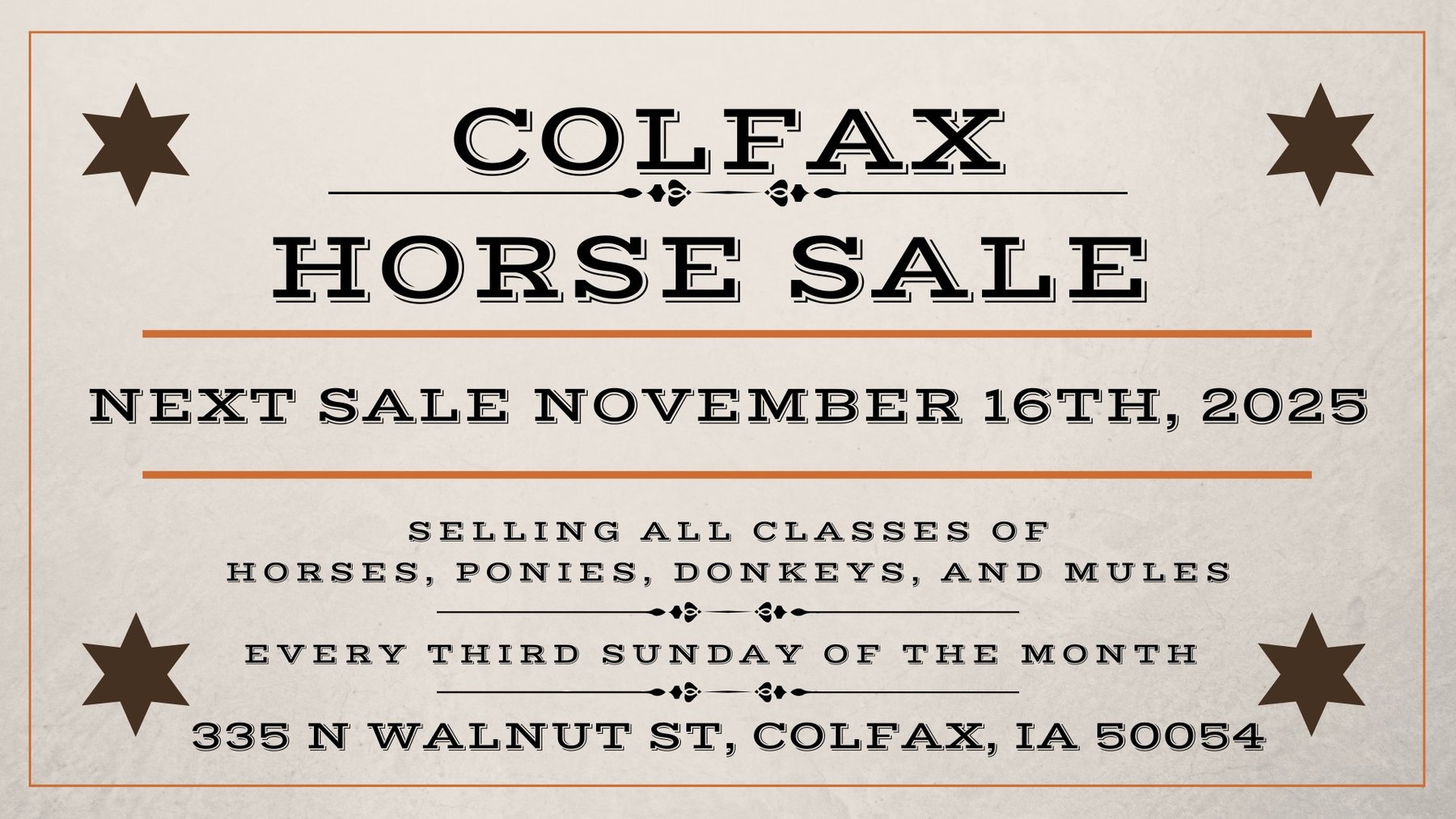 Image for Colfax Horse Sale - SUNDAY, NOVEMBER 16TH - Colfax, Iowa