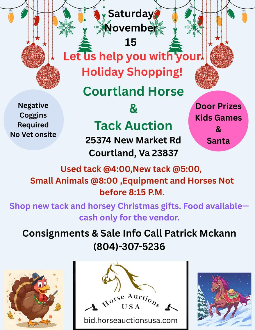 Image for Courtland Tack And Horse Auction- Saturday November 15, 2025