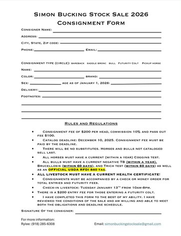 Image for 2026 Simon Bucking Stock Sale - El Reno, Oklahoma - DAY ONE - WEDNESDAY, JANUARY 14TH