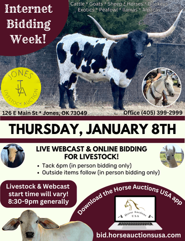 Image for Jones Livestock Auction THURSDAY JANUARY 8TH -  Jones, Oklahoma