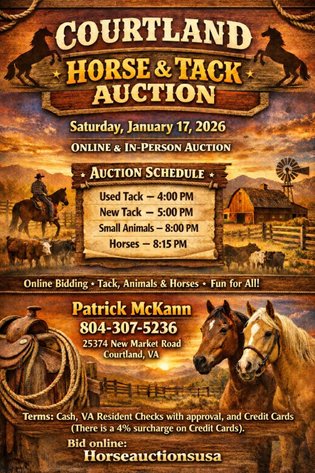 Image for Courtland Tack And Horse Auction January 17,2026