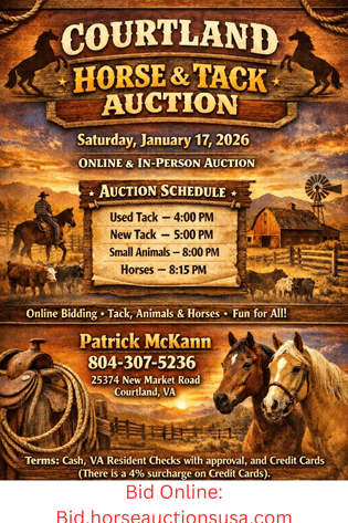 Image for Courtland Tack And Horse Auction January 17,2026