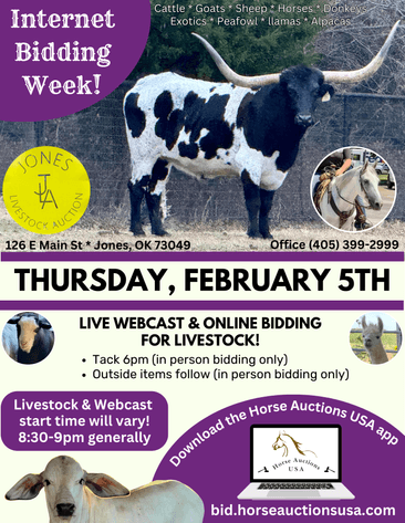 Image for Jones Livestock Auction THURSDAY FEBRUARY 5TH -  Jones, Oklahoma