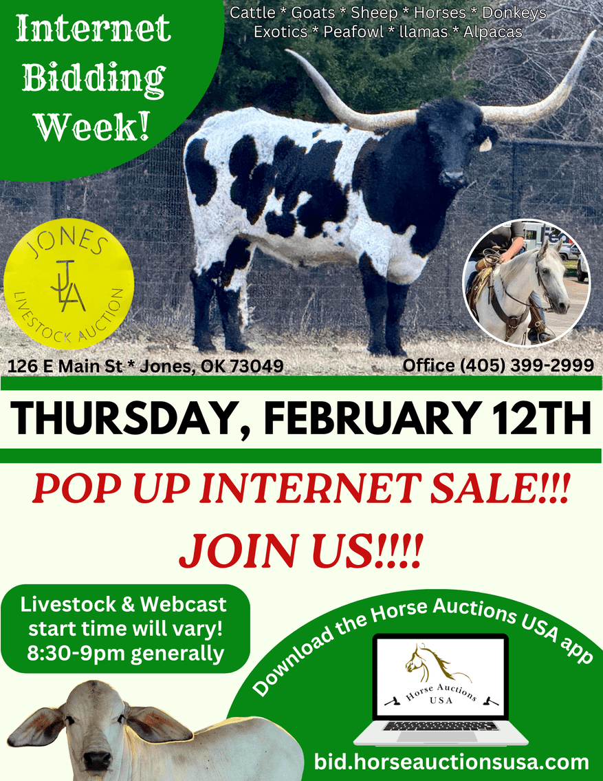 Image for Jones Livestock Auction THURSDAY FEBRUARY 12TH -  Jones, Oklahoma