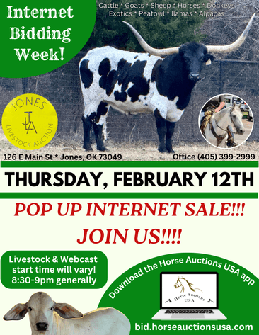 Image for Jones Livestock Auction THURSDAY FEBRUARY 12TH -  Jones, Oklahoma
