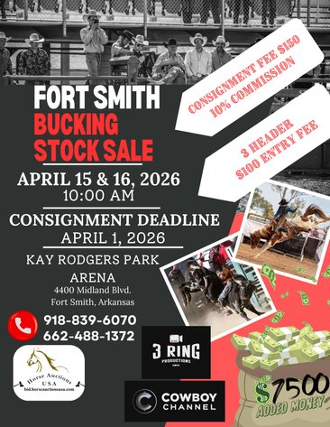 Image for Fort Smith BUCKING STOCK SALE!  Wednesday, April 15th - Fort Smith, Arkansas