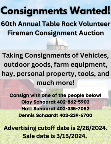 Image for 60th Annual Table Rock Volunteer Fire Dept. Consignment Auction