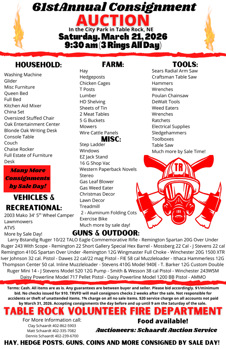 Image for 61st Annual Table Rock Volunteer Fire Consignment Auction