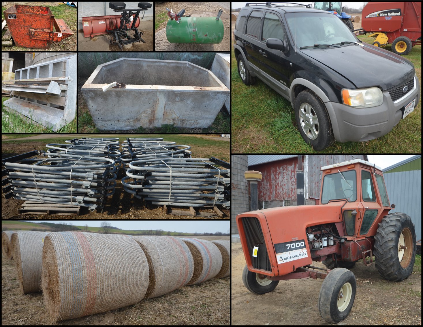Image for ALLIS CHALMERS 7000, WHEAT STRAW BALES, STANCHION DIVIDERS, SKIDSTEER ATTACHMENTS