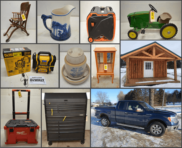 LOG CABINS, FORD F150, GENERATORS, TOOLS, HEATERS, FURNITURE AND MORE!  - Mondovi, WI