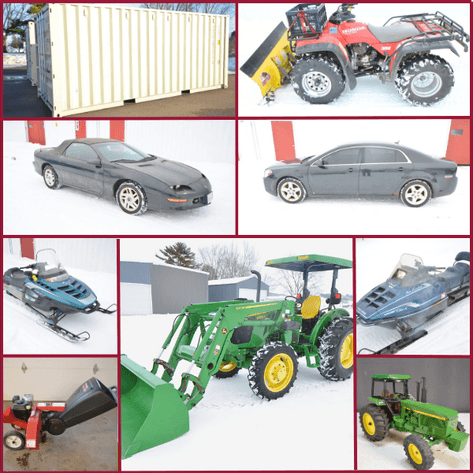 JD TRACTOR, VEHICLES, SHIPPING CONTAINERS, SNOWMOBILES, ATV, AND MORE! - Mondovi, WI