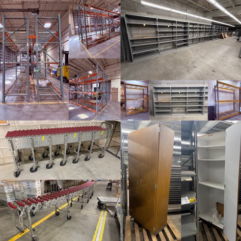 Image for Commercial Shelving and Pallet Rack Shelving, Roller Conveyors & Cabinet Timed-Auction