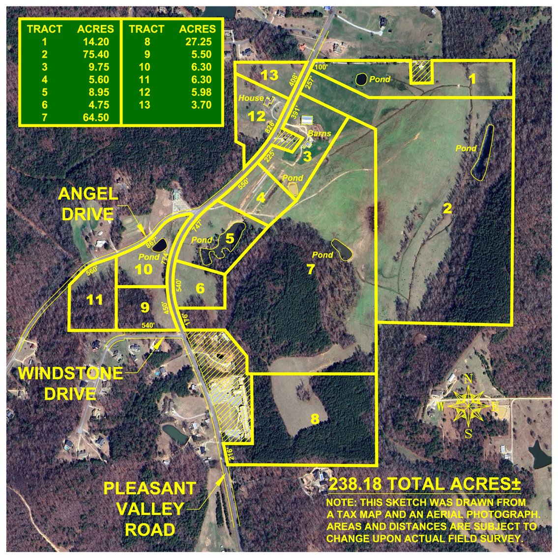 Image for Pleasant Valley Farms – 238+/- Total Acres - Residential Development Opportunity - Beautiful Brick Home & Improvements - Offered Divided & as a Whole