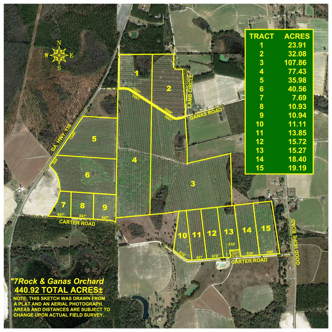 Image for 440± Acres - 7 Rock & Ganas Orchard - Exceptional Road Frontage w/ Mini-Farm Potential & Residential Lots - Irrigated Pecan Orchard with Strong Varieties