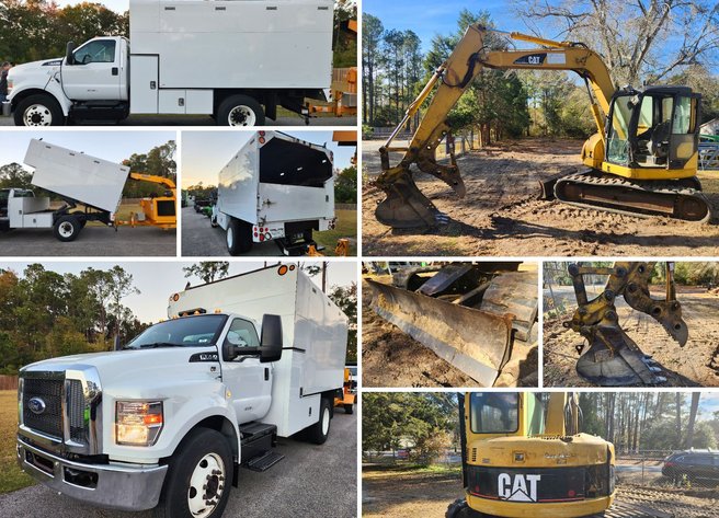 Image for North Charleston, SC: CAT 308C CR Excavator & Ford F-750 Chipper Truck