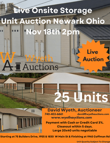 Image for Live Onsite Storage Unit Auction Newark Ohio November 18th 2pm Contents Only