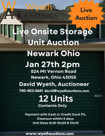 Image for Live Onsite Storage  Unit Auction  Newark Ohio  Jan 27th 2pm