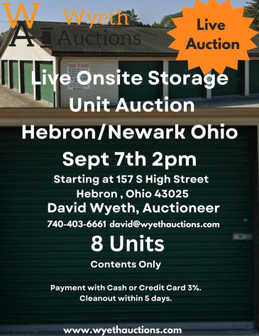 Image for Live Onsite Storage Unit Auction Hebron/Newark Ohio Sept 7th 2pm
