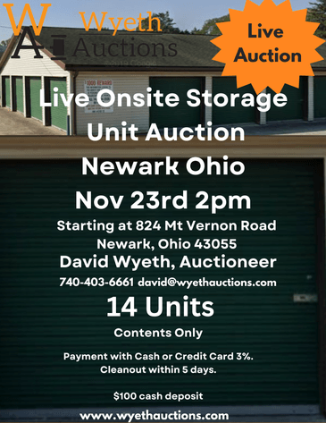 Image for Live Onsite Storage Unit Auction Newark Ohio Nov 23rd 2pm