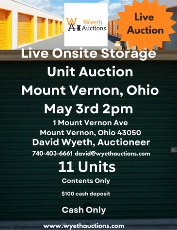 Image for Live Onsite Storage Unit Auction Mount Vernon Ohio May 3rd 2pm
