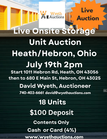 Image for Live Onsite Storage Unit Auction Newark Ohio July 19th 2pm